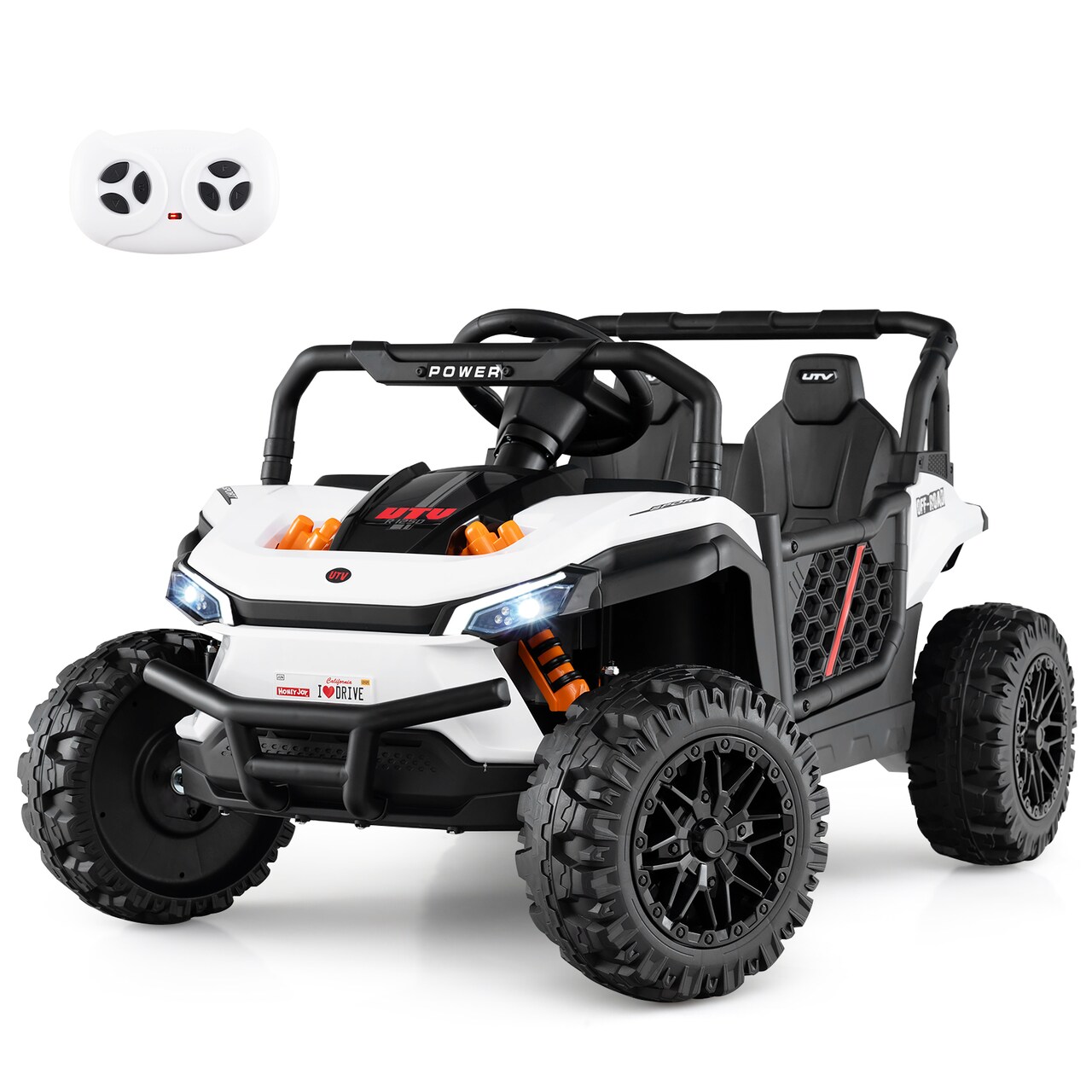 Red 12V Ride-On Truck Off-Road UTV for Kids with Parental Remote & LED Lights